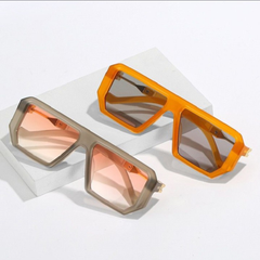 MRCK JACOB Rectangle Orange / Blue Professor Trump Sunglasses For Men And Women
