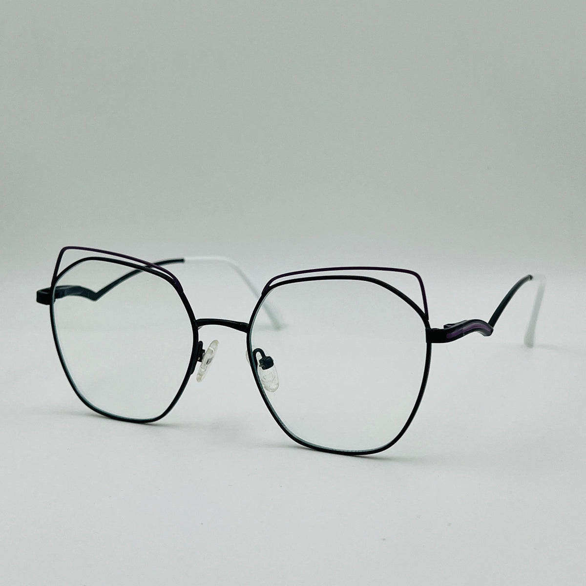 Girls Purple-Black Glasses    With blue cut glasses