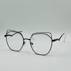 Girls Purple-Black Glasses    With blue cut glasses