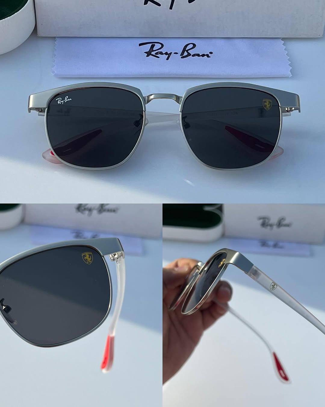 Ray-Ban Silver Frame Sunglasses with Black Lenses