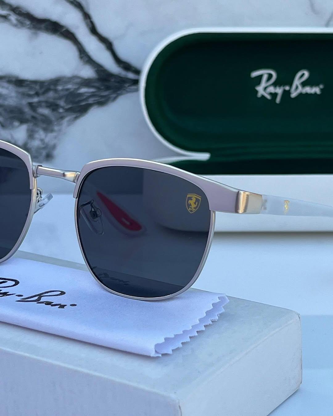 Ray-Ban Silver Frame Sunglasses with Black Lenses