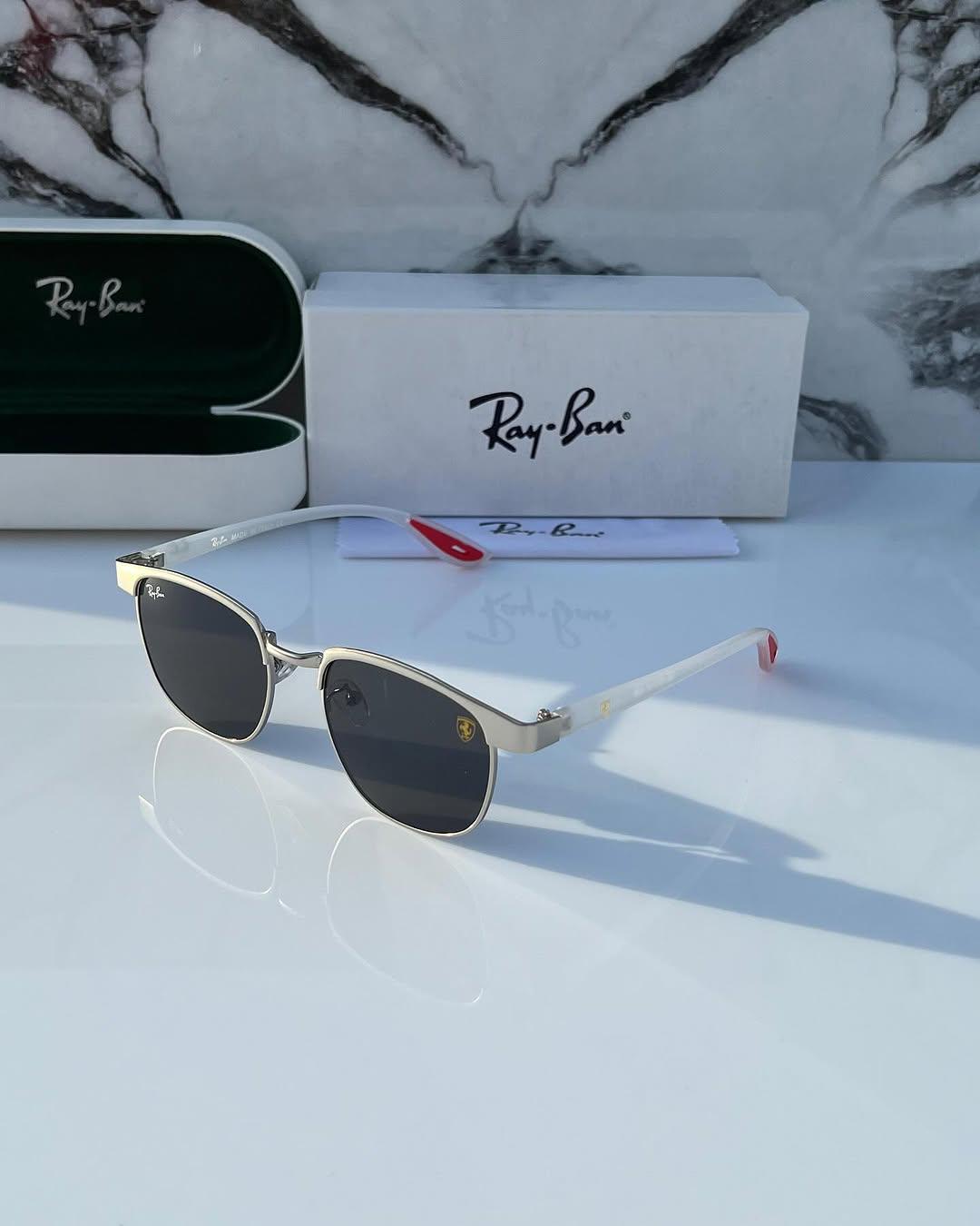 Ray-Ban Silver Frame Sunglasses with Black Lenses