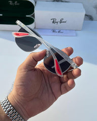 Ray-Ban Silver Frame Sunglasses with Black Lenses