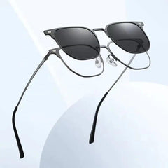 Rectangel Metal Spectacle Frame Men Women UV Protection Polarized Clip On Sunglasses