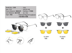 Rectangel Metal Spectacle Frame Men Women UV Protection Polarized Clip On Sunglasses